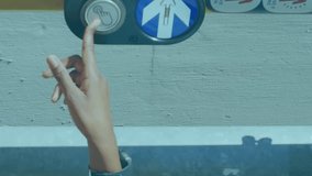 Animation of 6g text, scope scanning and data processing over woman pressing traffic light button. global networking, technology and digital interface concept digitally generated video. - Powered by Shutterstock - Get 15% off with code: PIKWIZARD15