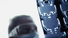 Medical Professional Examining Brain CT Scan. Doctor Analyzing Patient X-Ray Results. Healthcare Diagnosis Neurological Imaging. Disease Detection Patient Care Medical Breakthrough. Health Screening - Powered by Shutterstock - Get 15% off with code: PIKWIZARD15