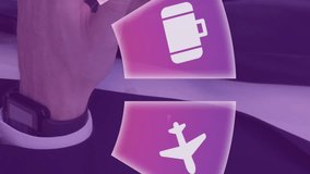 Animation of travel icons and caucasian woman using tablet. Global travel, technology, digital interface and data processing concept digitally generated video. - Powered by Shutterstock - Get 15% off with code: PIKWIZARD15