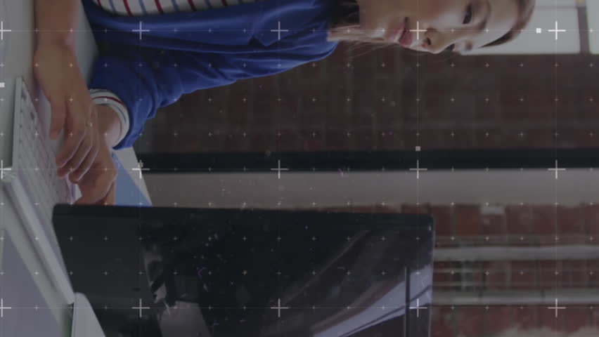 Animation of scanner processing data over happy asian businesswoman passing document in office. Global communication network, digital interface and business data concept digitally generated video. - Powered by Shutterstock - Get 15% off with code: PIKWIZARD15