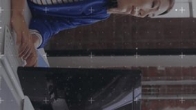 Animation of scanner processing data over happy asian businesswoman passing document in office. Global communication network, digital interface and business data concept digitally generated video. - Powered by Shutterstock - Get 15% off with code: PIKWIZARD15