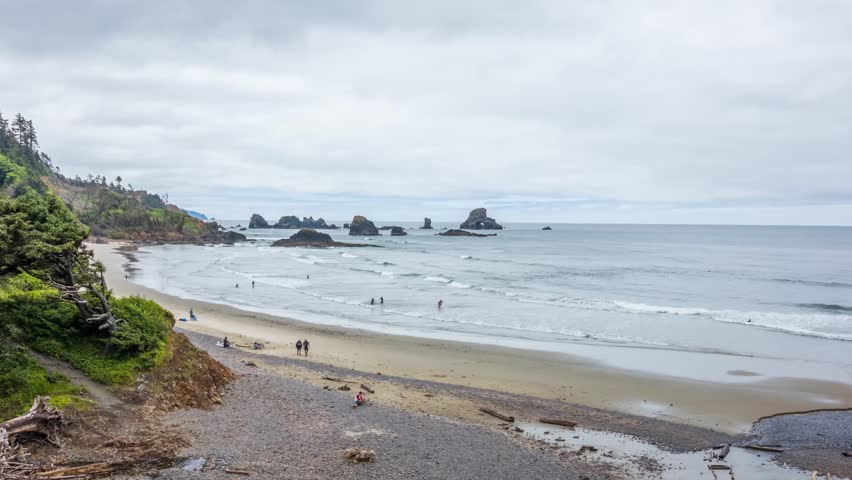 Ecola State Park in Oregon features miles of hiking trails through dense forests and dramatic coastline with panoramic ocean views.