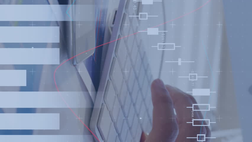 Animation of data processing over caucasian businessman typing on keyboard. Global technology, computing and digital interface concept digitally generated video. - Powered by Shutterstock - Get 15% off with code: PIKWIZARD15