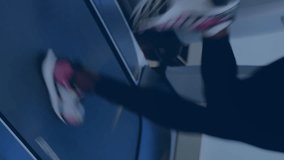 Animation of data processing over woman running on treadmill, exercising in gym. Global sports, fitness, computing and data processing concept digitally generated video. - Powered by Shutterstock - Get 15% off with code: PIKWIZARD15