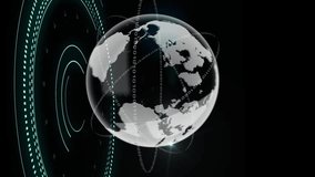 Animation of globe, data processing over scopes scanning. Global computing, digital interface and data processing concept digitally generated video. - Powered by Shutterstock - Get 15% off with code: PIKWIZARD15