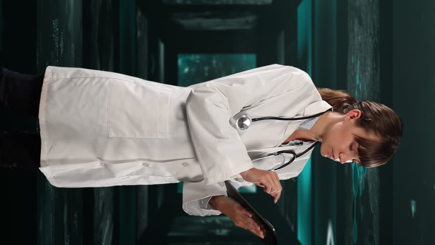 Animation of female doctor using tablet with brain and medical data on screens processing in the background. Global digital network science and medicine concept digitally generated image. - Powered by Shutterstock - Get 15% off with code: PIKWIZARD15