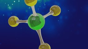 Animation of micro of molecules models and light trails over blue background. Global science, research and connections concept digitally generated video. - Powered by Shutterstock - Get 15% off with code: PIKWIZARD15