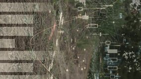 Animation of statistics recording and road traffic in fast motion over man cycling in forest in the background. Technology digital data processing measuring concept digital composite. - Powered by Shutterstock - Get 15% off with code: PIKWIZARD15