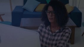 Tech analyst leaning into curved monitor as holographic waveforms materializing and analyzing data. Futuristic, innovation, digital, interface, workspace, immersive, concentration - Powered by Shutterstock - Get 15% off with code: PIKWIZARD15