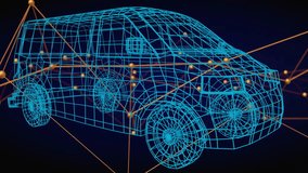 Fading cyan van wireframe on navy void with golden nodes and lines pulsing illustrating data flow. Technology, digital, futuristic, innovation, connectivity, abstract, cyber - Powered by Shutterstock - Get 15% off with code: PIKWIZARD15