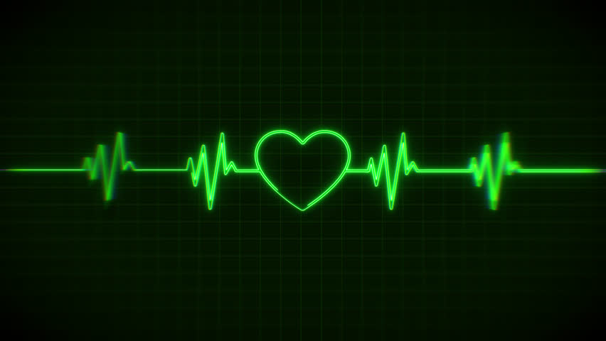 Pulse Heart Beat Background Heartbeat on green background with a heart shape