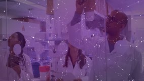 Lab team using tablet, notes with scientist touching glass causing data panel updating for analysis. Collaboration, innovation, data analytics, futuristic, technology, science, research - Powered by Shutterstock - Get 15% off with code: PIKWIZARD15