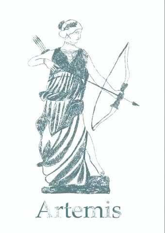 The process of drawing an illustration with a Greek mythology theme. Goddess Artemis.