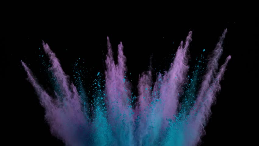 Super Slow Motion Shot of Color Powder Explosion . Filmed on High Speed Cinematic Camera at 1000 FPS