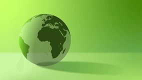 Turning green earth globe casting a shadow on a matching green background, symbolizing environmental awareness and conservation efforts. Animated video in seamless looping - Powered by Shutterstock - Get 15% off with code: PIKWIZARD15
