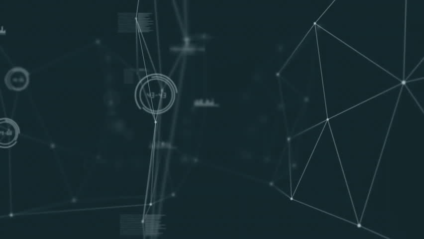Teal field spawning lines and nodes, ring pulsing and network dissolving showing data. Futuristic, technology, digital, visualization, abstract, innovation, cyber