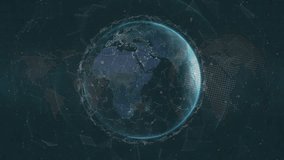 Floating numeric codes starting 3D globe emerging and rotating while grid lines streaming data. Futuristic, technology, digital, cybersecurity, data visualization, abstract, innovation - Powered by Shutterstock - Get 15% off with code: PIKWIZARD15