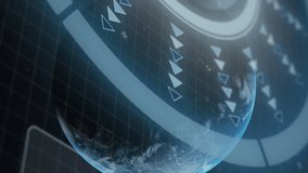 Animation of scopes scanning over blue grid with planet earth. global connections, data processing and digital interface concept digitally generated video. - Powered by Shutterstock - Get 15% off with code: PIKWIZARD15