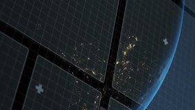 Animation of scopes scanning over blue grid with planet earth. global connections, data processing and digital interface concept digitally generated video. - Powered by Shutterstock - Get 15% off with code: PIKWIZARD15