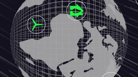Animation of ecology and green energy icons over globe. global sustainability, ecology, climate change, networks, connections and digital interface concept digitally generated video. - Powered by Shutterstock - Get 15% off with code: PIKWIZARD15