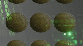 Animation of coins with nft and data processing over servers. Digital resources, crypto currency, network, finance and economy concept digitally generated video. - Powered by Shutterstock - Get 15% off with code: PIKWIZARD15