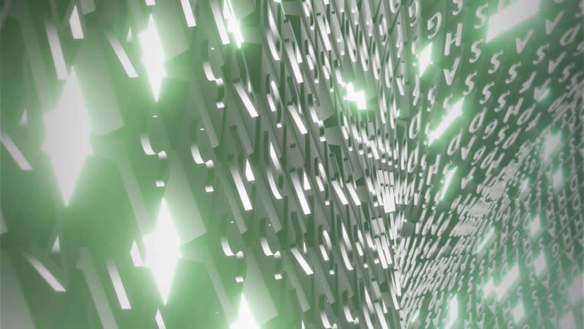 Animation of glowing light trails over rows of green letters sequencing moving in background. Global data processing and computing concept digitally generated video. - Powered by Shutterstock - Get 15% off with code: PIKWIZARD15