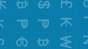 Animation of financial data processing and currency symbols over blue background. Global business, finances, computing and data processing concept digitally generated video. - Powered by Shutterstock - Get 15% off with code: PIKWIZARD15