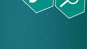 Animation of medical icons and scientific data processing over green background. Global medicine, science, digital interface, computing and data processing concept digitally generated video. - Powered by Shutterstock - Get 15% off with code: PIKWIZARD15