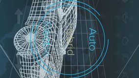 Animation of 3d car drawing, connections and data processing. Global digital interface, cloud computing and data processing concept digitally generated video. - Powered by Shutterstock - Get 15% off with code: PIKWIZARD15