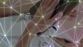 Animation of network of connections over caucasian female doctor using tablet. Global medicine, networks, digital interface, computing and data processing concept digitally generated video. - Powered by Shutterstock - Get 15% off with code: PIKWIZARD15