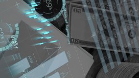 Animation of financial data processing over american dollar bills and notebook. Global business, finances, computing and data processing concept digitally generated video. - Powered by Shutterstock - Get 15% off with code: PIKWIZARD15