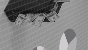 Animation of financial data processing over american dollar bills. Global business, finances, computing and data processing concept digitally generated video. - Powered by Shutterstock - Get 15% off with code: PIKWIZARD15