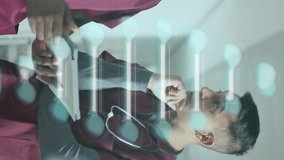 Animation of dna strand over diverse doctors in hospital. Global medicine, healthcare, connections, computing and data processing concept digitally generated video. - Powered by Shutterstock - Get 15% off with code: PIKWIZARD15