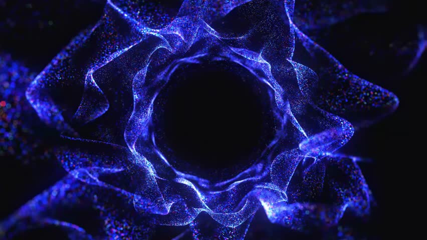 Looped 3D animation of a circular data explosion with sound wave-like motion, glowing particles, vortex effects, and energy bursts. Perfect for technology, music, or cosmic-themed visual content. 