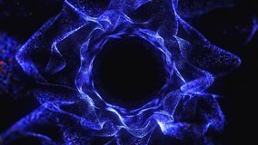 Looped 3D animation of a circular data explosion with sound wave-like motion, glowing particles, vortex effects, and energy bursts. Perfect for technology, music, or cosmic-themed visual content.  - Powered by Shutterstock - Get 15% off with code: PIKWIZARD15