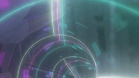 Animation of neon tunnel and 5g moving fast over female lab worker. network, connections, science and technology concept digitally generated video. - Powered by Shutterstock - Get 15% off with code: PIKWIZARD15