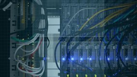 Animation of digital scope over server room. Global science, connections, data processing and digital interface concept digitally generated video. - Powered by Shutterstock - Get 15% off with code: PIKWIZARD15