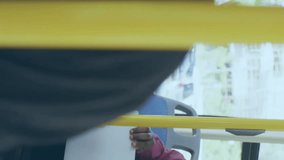 Animation of scanners processing portraits over african american man in face mask on bus with laptop. Global communication, data and digital interface during covid concept digitally generated video. - Powered by Shutterstock - Get 15% off with code: PIKWIZARD15