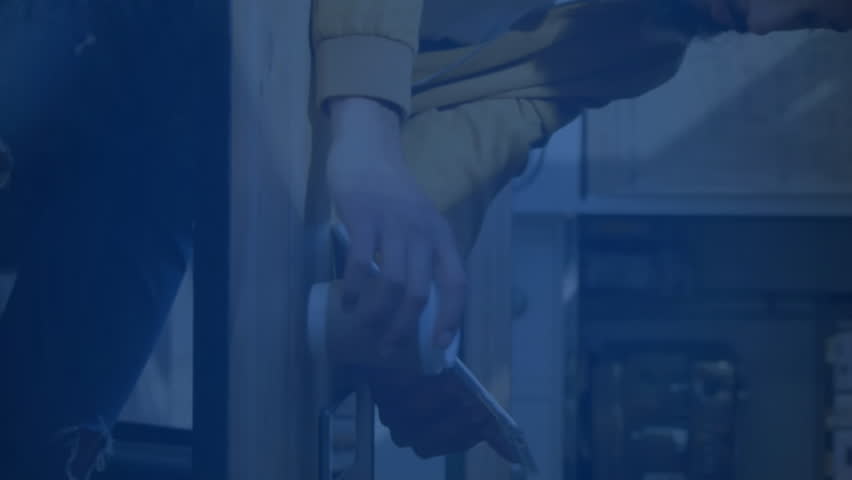 Animation of digital icons over african american man with digital tablet drinking coffee at a cafe. Global networking and business technology concept - Powered by Shutterstock - Get 15% off with code: PIKWIZARD15