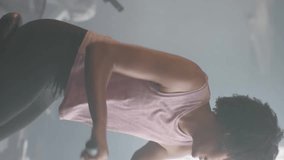 Animation of digital data processing over diverse people exercising in gym. Global sports, fitness, connections, computing and data processing concept digitally generated video. - Powered by Shutterstock - Get 15% off with code: PIKWIZARD15