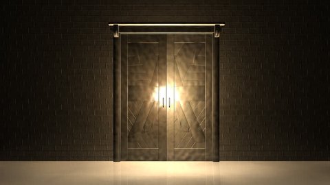 Gold door open to reveal. Gold doors open to reveal whatever you'd like to place behind them. Comes with alpha matte to make it easier to do this or alternatively you can key out the green screen.