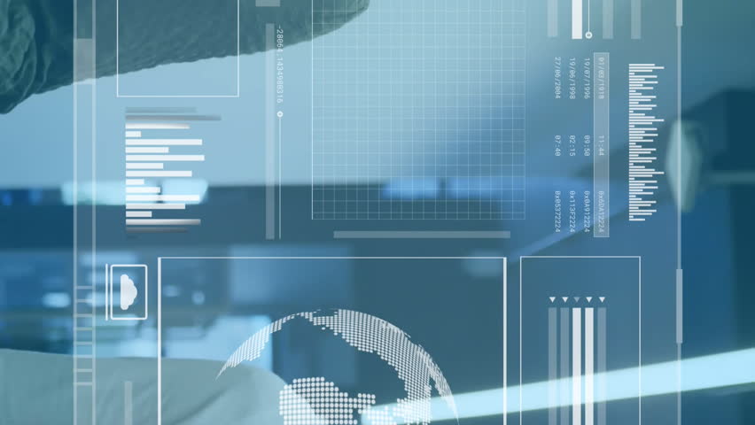 Digital data processing animation over two women walking and talking in office. Business, technology, teamwork, colleagues, communication, workplace - Powered by Shutterstock - Get 15% off with code: PIKWIZARD15