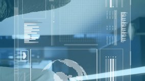 Digital data processing animation over two women walking and talking in office. Business, technology, teamwork, colleagues, communication, workplace - Powered by Shutterstock - Get 15% off with code: PIKWIZARD15