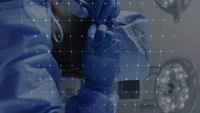 Medical professionals performing surgery with heartbeat animation over grid background. hospital, healthcare, doctors, operating, masks, precision - Powered by Shutterstock - Get 15% off with code: PIKWIZARD15