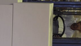 In warehouse, forklift operator moving boxes with data analytics animation overlay. Logistics, industrial, technology, transportation, automation, supply chain - Powered by Shutterstock - Get 15% off with code: PIKWIZARD15