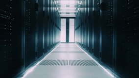 Modern Data Technology Center Server Racks Working in Well-Lighted Room. Concept of Internet of Things, Big Data Protection, Storage, Cryptocurrency Farm, Cloud Computing - Powered by Shutterstock - Get 15% off with code: PIKWIZARD15