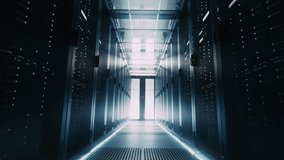 Timelapse: It Specialists and Engineers Walk and Work Inside a Data Center Server Room, Checking Equipment and Monitoring Racks Filled With Servers and Network Hardware for Artificial Intelligence HUB - Powered by Shutterstock - Get 15% off with code: PIKWIZARD15