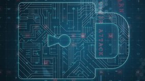 Digital animation of a circuit board shaped into a padlock and codes in the background - Powered by Shutterstock - Get 15% off with code: PIKWIZARD15