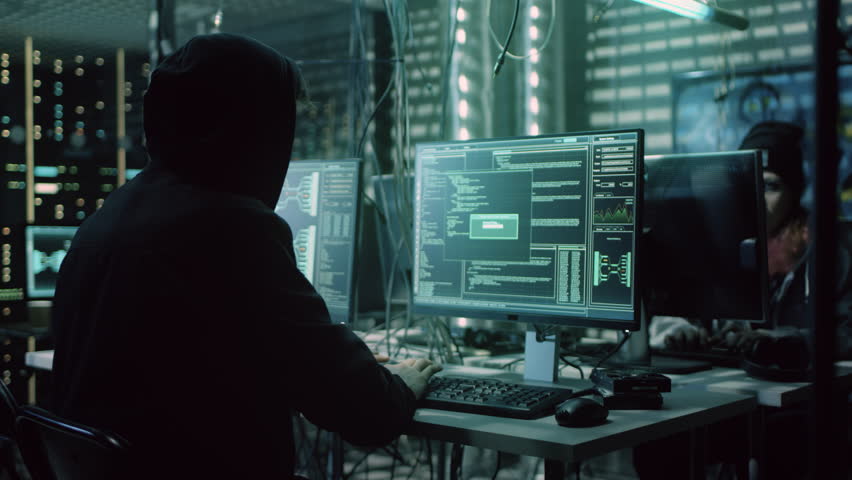 Hacker Uses Multiple Monitors, Typing Code and Accessing Data. Computer Screens Display Programming, Network Activity, and Cyber Security Information, Hacking, Cybercrime Activity - Powered by Shutterstock - Get 15% off with code: PIKWIZARD15