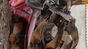 Animation of statistical data processing over crane operating at junkyard. Global economy and recycling technology concept - Powered by Shutterstock - Get 15% off with code: PIKWIZARD15